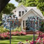 360° Wind Spinners Outdoor, Wind Sculptures Windmill with Metal Stake, 63.2" Kinetic Large Metal Yard Art Decor Spinners Pinwheels for Garden Outside Patio Lawn
