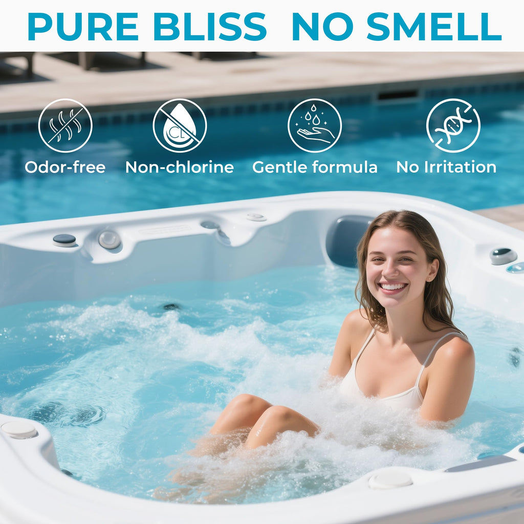 Non-Chlorine Spa Shock Oxidizer for Hot Tub, Chlorine-Free Treatment & Enhanced Oxidizing Shock for Hot Tubs & Spas, Single Dose Packets for Easy Hot Tub Maintenance & Treatment - 24 Packs (3lbs)