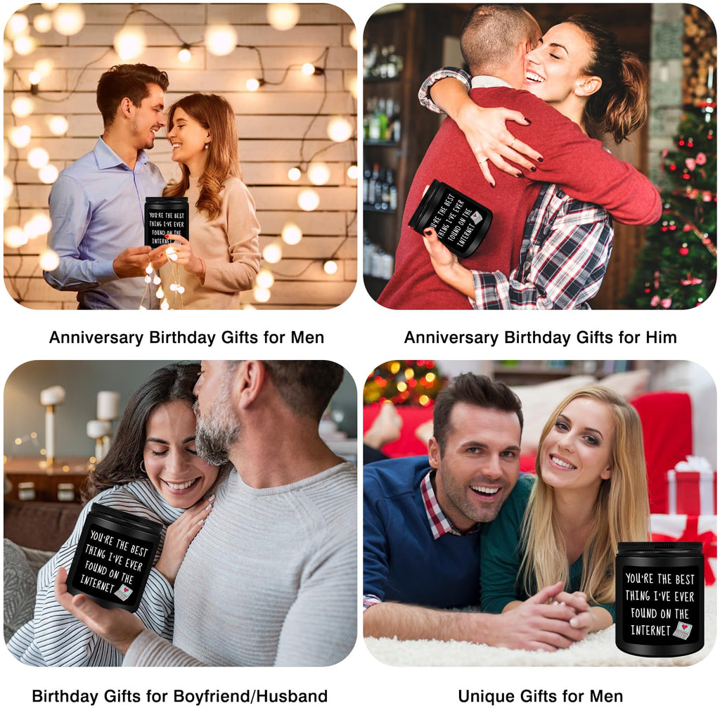 Homsolver Gifts for Boyfriend, Him, Husband, Men, Funny Anniversary Birthday Christmas Valentines Romantic Gifts for Him, Boyfriend, Black Cedar Juniper Sandalwood Candle