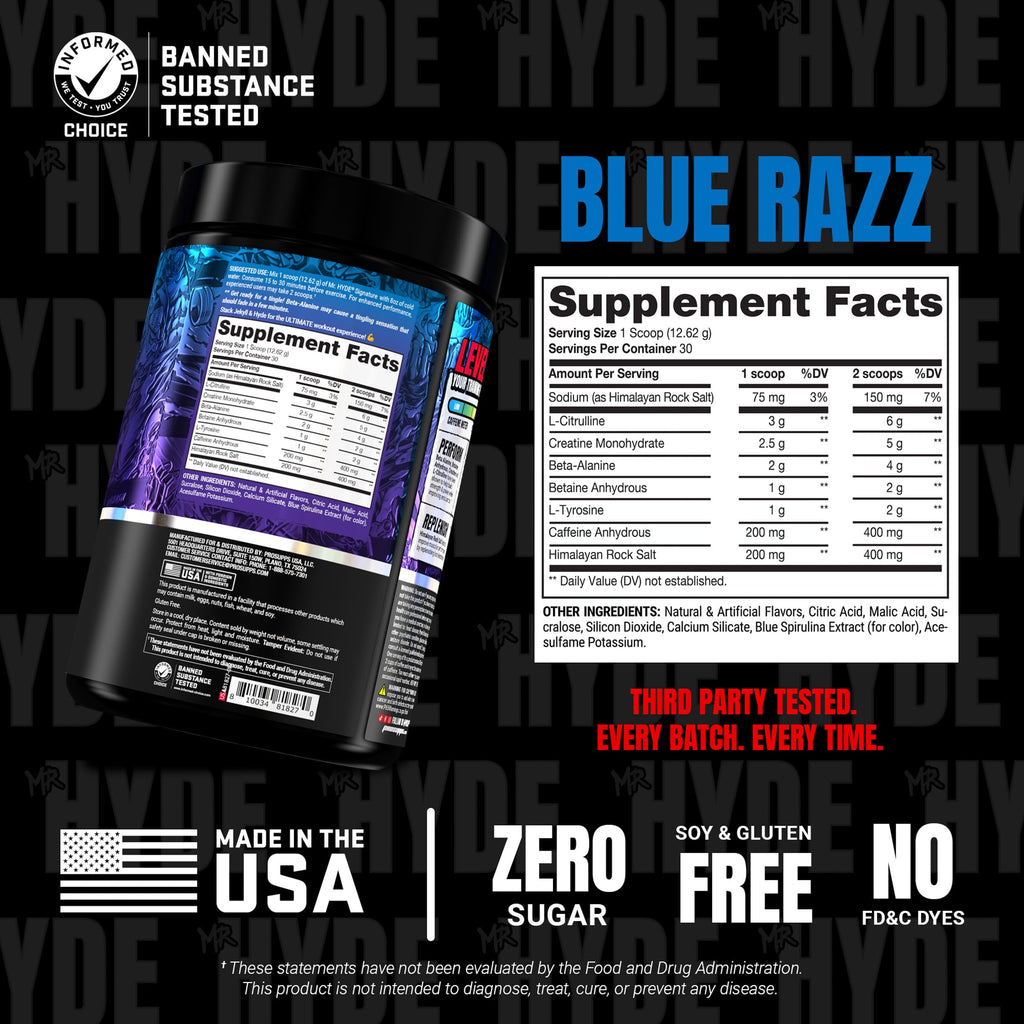 ProSupps Mr. Hyde Signature V2, Pre Workout Powder with Creatine, Beta Alanine & Caffeine - Performance, Energy & Endurance - Clean Fitness & Gym Supplements for Men & Women (Blue Razz, 30 Servings)