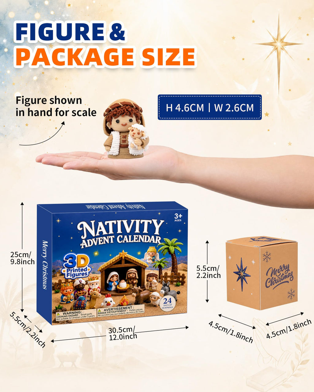 Nativity Advent Calendar 3D Printed Nativity Set Toys Gift for Toddler Kids