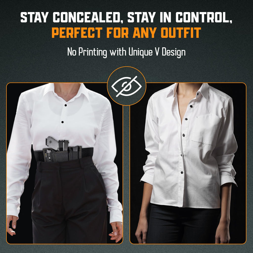 VNSH Gun Holster for Women – Comfortable Waistband for Concealed Carry | IWB Belly Band with Built-in Double Mag Pouch