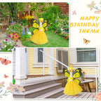 SilTriangle 5pcs Butterfly Porch Goose Outfit Costume Tutu Skirt Butterfly Wing Wand Flower Crown for 17‘' 23‘' Cement Goose(Yellow)