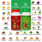 Fruit and Veggies Supplement Ingredients Natural – 4 Bottles 360 Total Vegetarian Capsules | Balance of Natural 16+18 Whole Fruits & Veggies Blend | Fresh Superfood Formula with Vitamins and Minerals