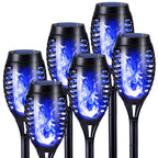 Toodour Solar Torch Flame Lights, 6 Pack Solar Lights Outdoor with Flickering Flame, Waterproof Solar Pathway Light Landscape Decoration Lighting for Garden, Lawn, Yard, Outdoor Decor - Blue