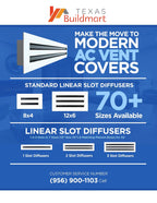 BUILDMART - 14x6 White Modern AC Vent Cover - Decorative Air Vent - Standard Linear Slot Diffuser - Register Grille for Ceiling, Walls & Floors - Texas Buildmart
