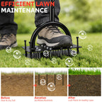 Lawn Aerator Tool, 16 Iron Spikes Manual Grass Aerator Lawn Tool with Spring-Loaded Design & Adjustable T-Handle, Automatic Leaf and Dirt Cleaning Yard Aerator for Loosening Soil Aerating Patio Garden