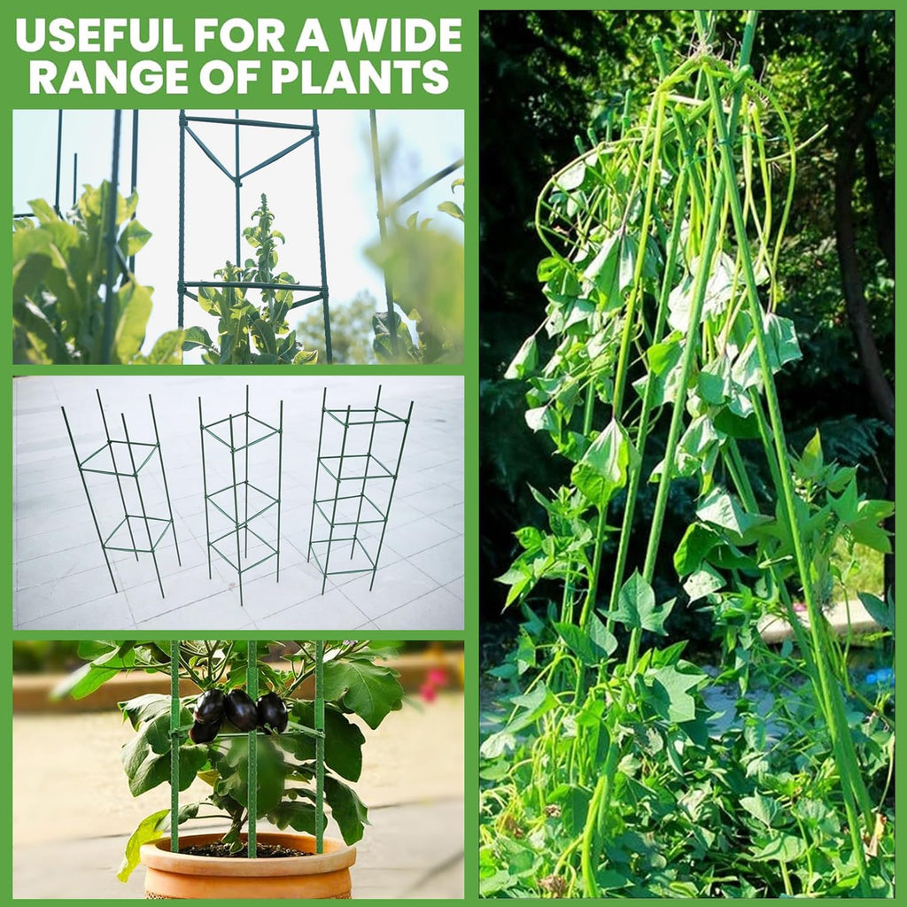 6 Pack Tomato Cage for Garden, 48 Inches Metal Garden Stakes, Plant Support Cages Trellis for Garden and Pots, Tomato Trellis for Potted Plants, Trellis for Climbing Plants Outdoor,Green