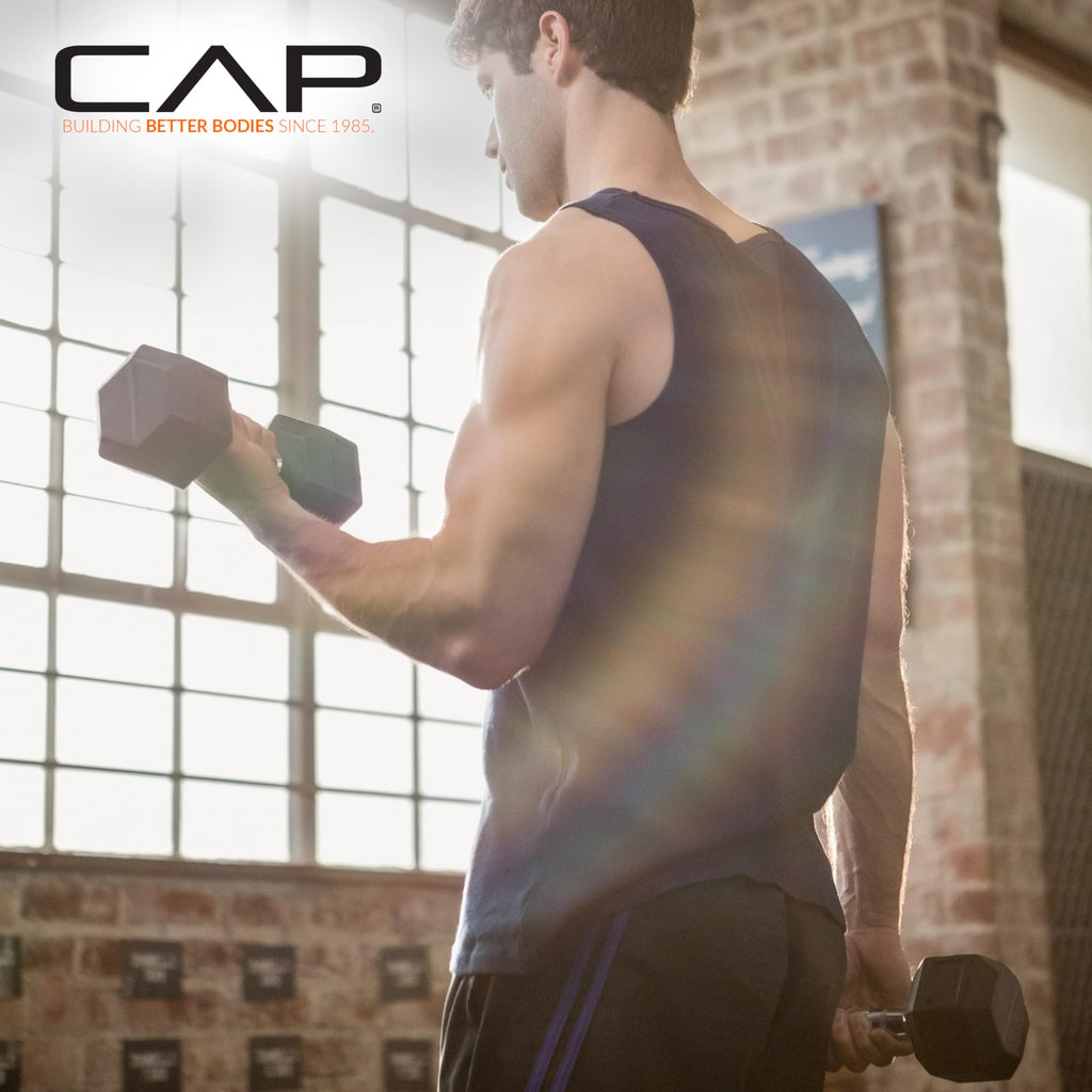 CAP Barbell 12 LB Rubber Coated Hex Dumbbell Hand Weight - Pair | Chrome Handle