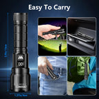 WdtPro Rechargeable Flashlights 2 Pack, Super Bright LED High Lumens Tactical Flash Light with LCD Battery Display, Zoomable 3 Modes, Powerful Handheld Flashlights for Home Emergencies Camping Outdoor