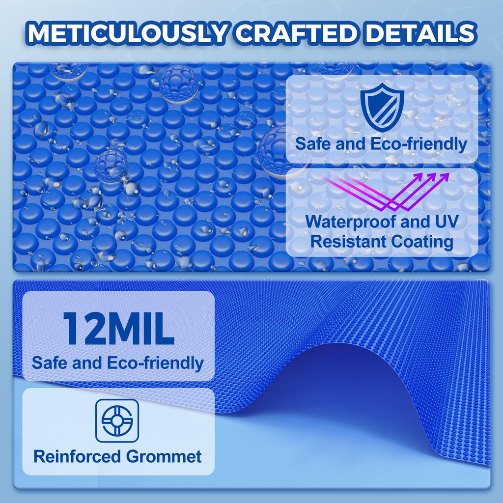 KETNET Solar Pool Cover 6 ft Round for 6-24ft Above Ground Inground Pools, Hot Tub Spa Thermal Heating Bubble Wrap Covers, 12 Mil Heavy-Duty Circle Blue Floating Blanket Mat for Swimming Pools