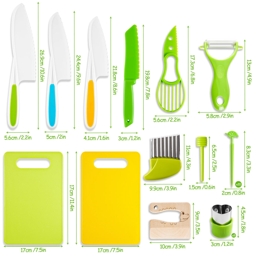 40Pcs Kids Knife Set for Real Cooking | Montessori Kitchen Tools | Age 4-12