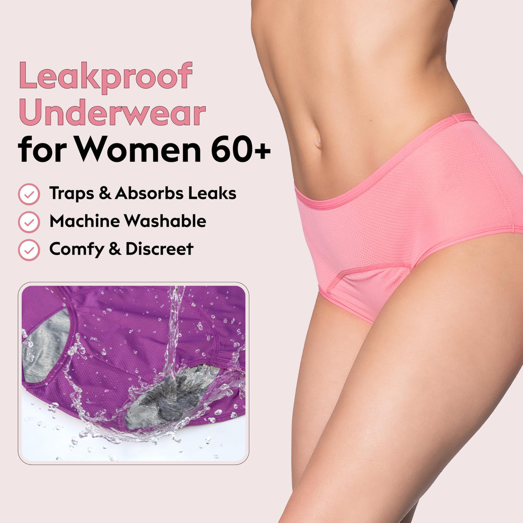 Everdries Washable & Reusable Incontinence Underwear for Women Over 60 - Leakproof, Discreet, Absorbent, Machine-Washable Panties (Original, M, Pack of 5)