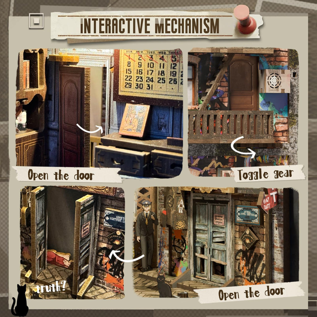 CUTEBEE Book Nook Kit - DIY Miniature House Dollhouse Kit for Adult and Teens, Booknook Bookshelf Decor Alley Model Build with LED Light, Gifts for Family and Friends (The Long Goodbye)