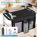 Cejiuga Walker Tray for Folding Walker, Premium Tray for Walker for Seniors with Cup Holder, Walker Trays for Rolling Folding Walker, Walker Accessories for Seniors (Black)