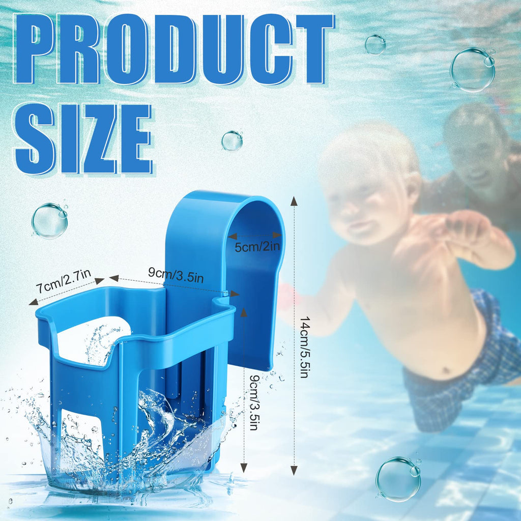 Nuogo 4 Pieces Poolside Cup Holder Sturdy Durable Above Ground Pool Accessories Blue for Above Ground Pools Cup Holder for Drinks Pool Fits 2 Inches or Thinner Round Top Bars