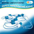 U.S. Pool Supply Pool Rope Floats To Divide Pool - Adjustable 16 to 20 Feet Safety Rope with Floating Buoys - Inground Swimming Shallow and Deep End Divider Barrier - Braided Polymer with Anchor Hooks