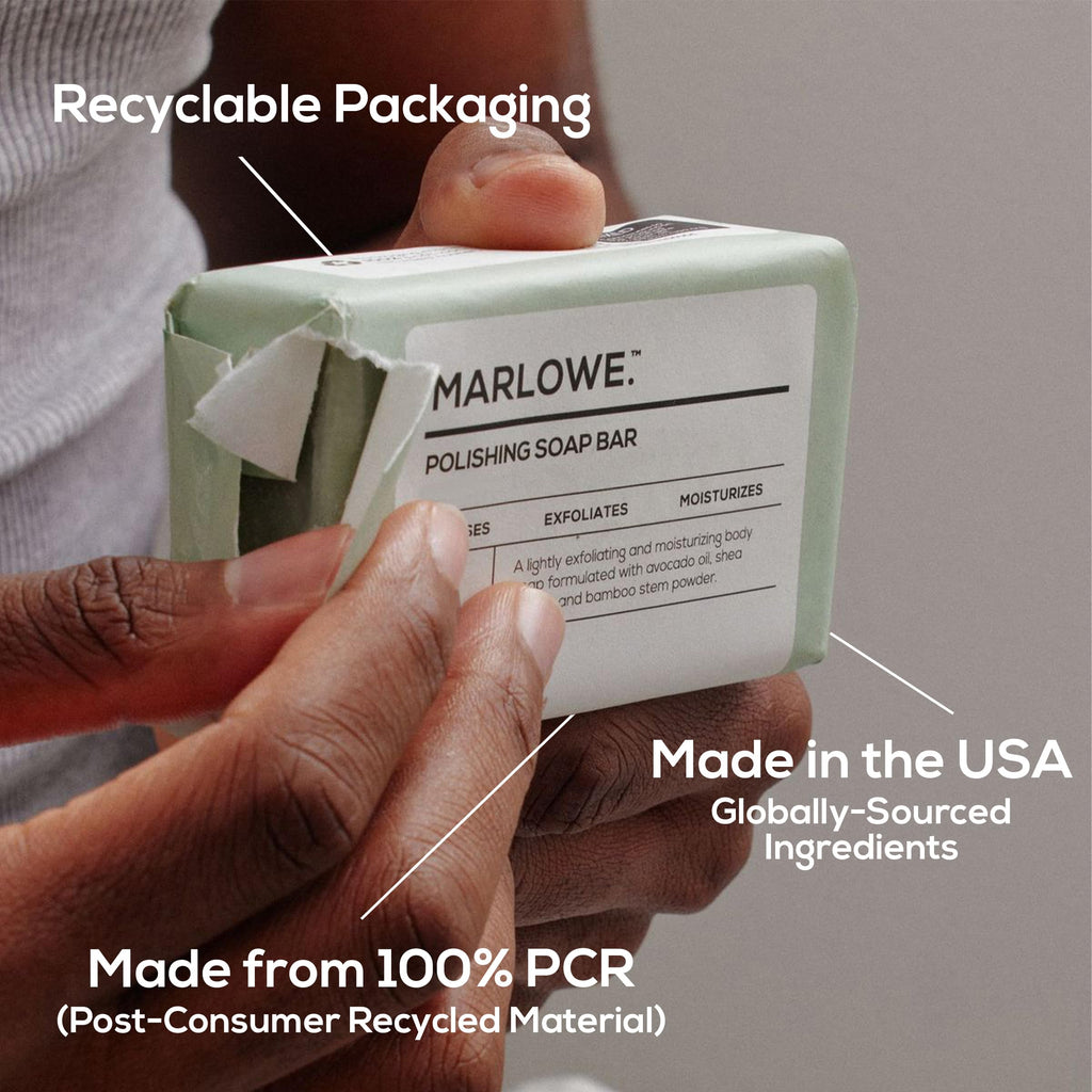 MARLOWE. No. 108 Lightly Exfoliating Soap Bar, 7oz (3 Bars) Polishing, Moisturizing & Cleansing Bar Soap for Men, Made with Natural Ingredients