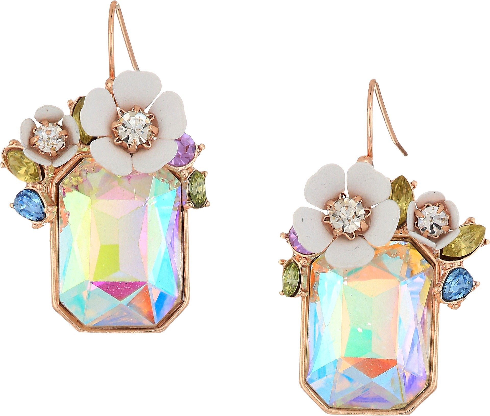 Betsey Johnson Flower Cluster Stone Drop Earrings