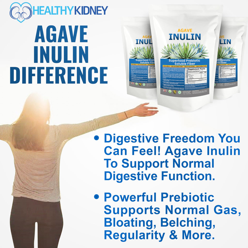 Agave Inulin Powder Organic Inulin Powder (48oz/3 lbs) Gentle Agave Prebiotic Soluble Fiber ...