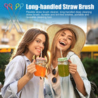AONEZ Straw Cleaner Brush Set with Color Hanging Loop, 4 Pack