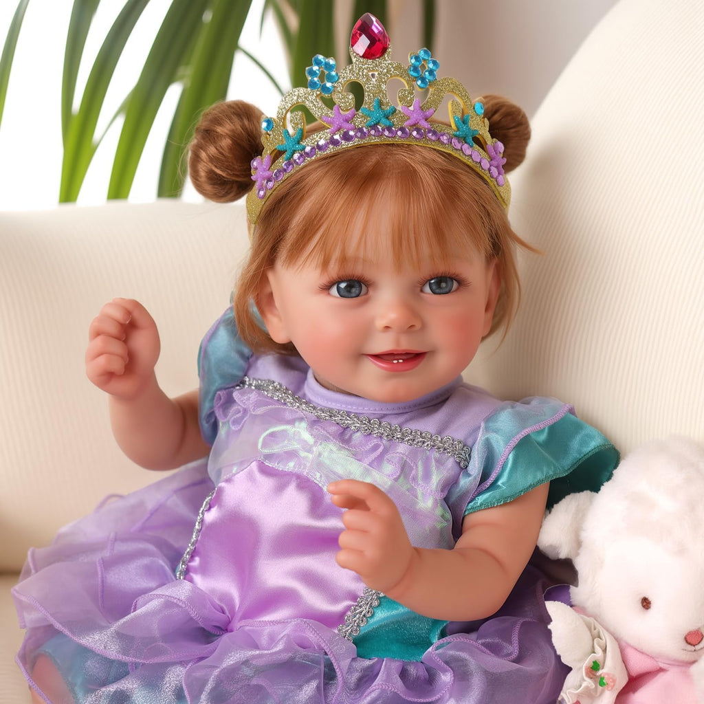 BABESIDE Lifelike Reborn Baby Dolls Dara - 18 Inch Realistic-Newborn Baby Doll Brown Hair Girl Handmade Real Life Toddler Dolls with Clothes and Toy Accessories Gift for Kids Age 3+