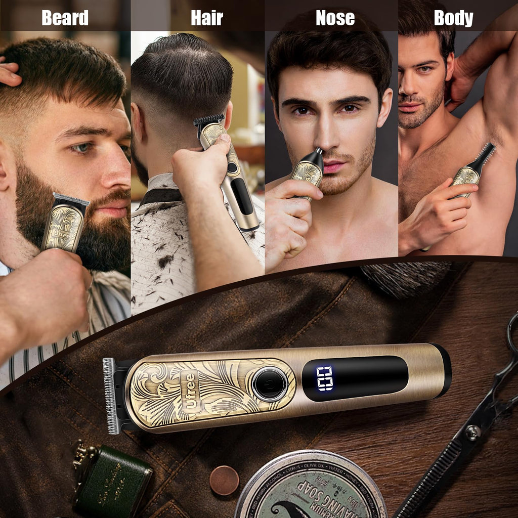 Ufree Beard Trimmer Men, Waterproof Electric Razor Nose, Body, Face and Mustache, Cordless Hair Clippers Shavers Grooming Kit, Gifts for Husband Father