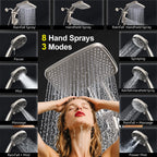 Rain Shower Head with Handheld High Pressure rainfall Shower Heads with Handheld Spray Combo Adjustable one-piece stand daul shower head Built-in Magnetic Docking and Power Jets-Nickel