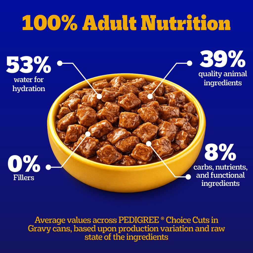 Pedigree Choice Cuts In Gravy Adult Canned Soft Wet Dog Food With Beef, 22 oz. Cans (12 Count, Pack of 1)