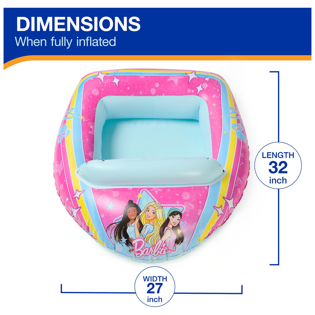 Swimways Barbie Inflatable Water Boat Vehicle, Inflatable Pool Floats and Kids Pool Toys, Barbie Pool Party Supplies for Kids Aged 3 & Up
