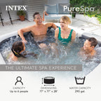 Intex PureSpa Plus 6 Person Round Inflatable Hot Tub, Bubble Massage Spa Set, Energy Efficient & Saltwater Compatible (Cell Not Included), 77 in x 28 in
