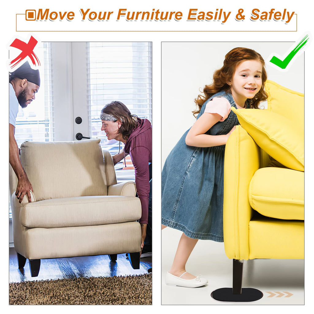 Large Furniture Sliders for Carpet & Hardwood Floors, 8 PCS 9-1/2" x 5-3/4" Oval Reusable Heavy Duty Furniture Movers Sliders, Easily and Safely Move Any Item, Beige