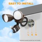 LUTEC 32W 3500 Lumen LED Security Lights Motion Sensor Light Outdoor, 5000K Daylight, IP65 Waterproof, Dusk to Dawn, Motion Detector Flood Light for Garage, Yard, Porch-Brown