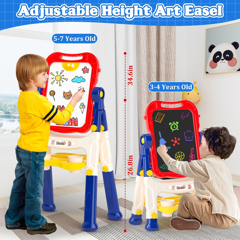 Easel for Kids Toys, Double-Sided Magnetic Painting Board