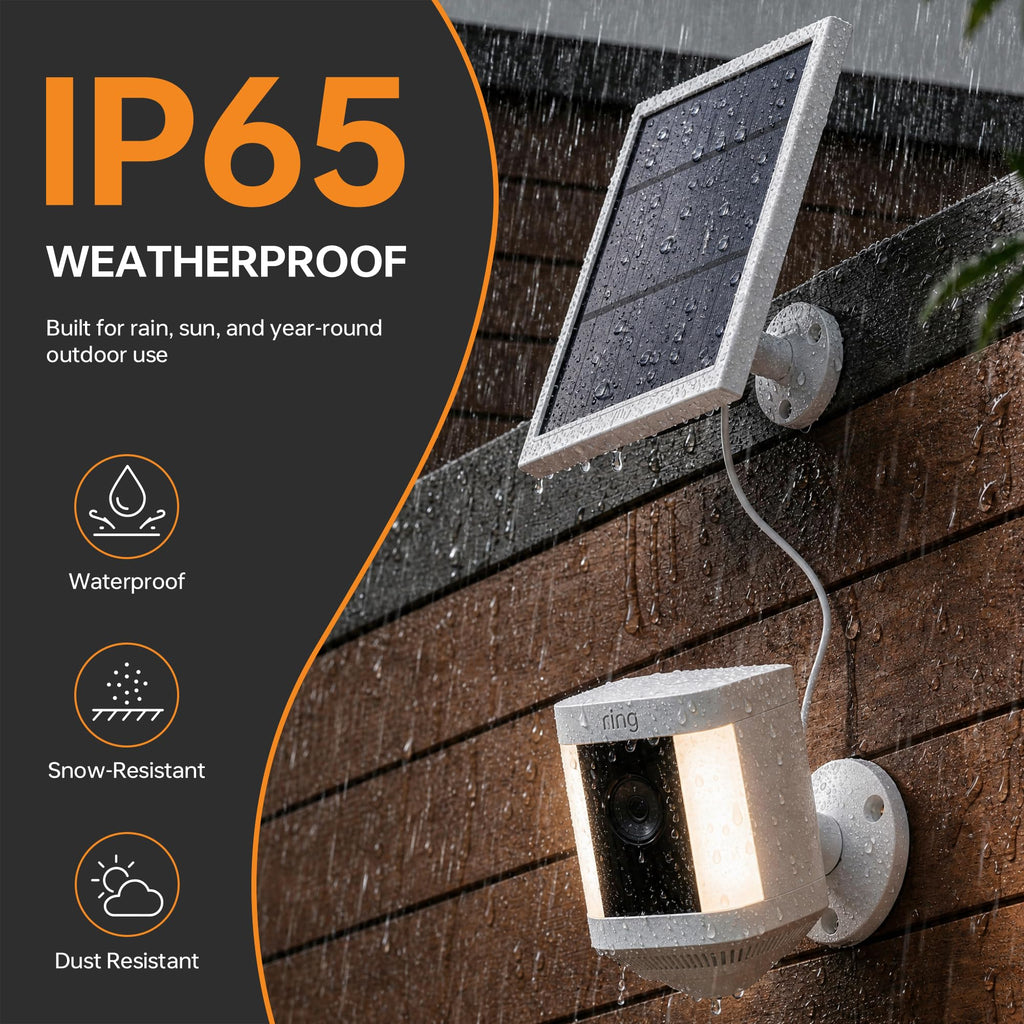 Solar Panel for Ring Camera, 2 Pack 4W Solar Charger with 10FT Cable, USB-C to Barrel Plug Adapter, Compatible with Ring Stick Up Cam Battery/Pro, Spotlight Cam Battery/Plus/Pro, Reolink Argus Pro