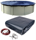 Winter Block 15’ ft. Round Pool Winter Cover for Above Ground Pools - 8-Year Warranty, Cold and UV Resistant, Weatherproof and Durable, Winch & Cable Included