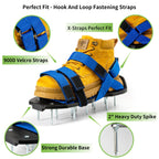 Bakulala Lawn Aerator Shoes Pre-Assembled, Heavy Duty Lawn Spike Shoes with Adjustable Straps, Soil Aerating Tool for Yard Patio Garden with Cleaning Shovel Blue