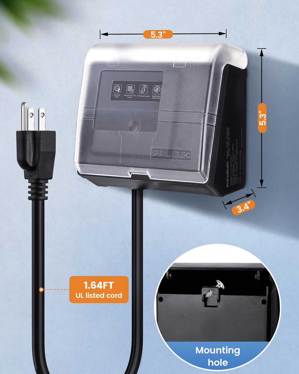 SURAIELEC WiFi Pool Timer for Above-Ground Pools, NEMA 5-15R Plug-in ...