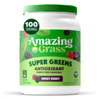 Amazing Grass Greens Superfood Antioxidant: Greens Powder with Organic Spirulina, Beet Root Powder, Elderberry & Probiotics, Sweet Berry, 100 Servings (Packaging May Vary)