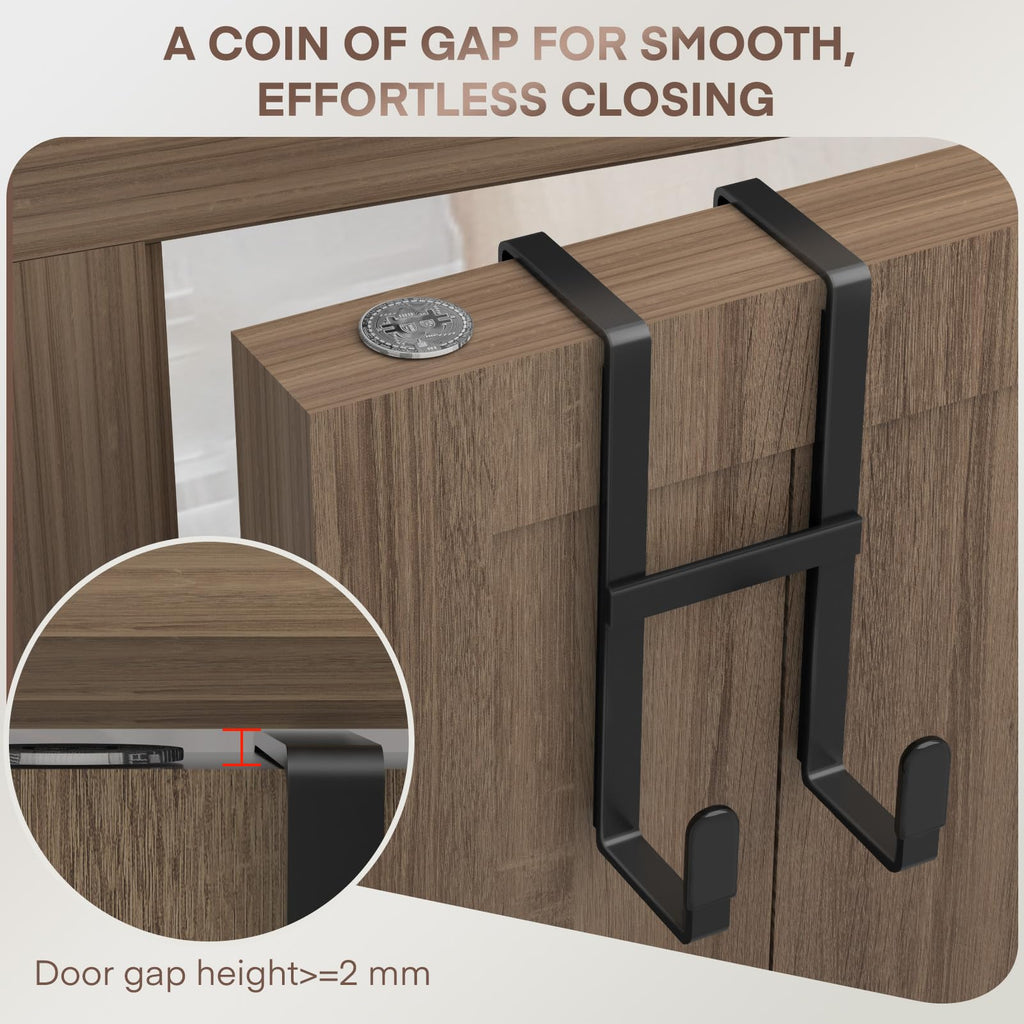 FYY Over The Door Hooks, 2 Packs Double Sided-Hanger Fits Doors 1-7/8"Black