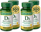 Nature's Bounty Vitamin D3, Supports Immune System and Bone Health, 50mcg, 150 Softgels (Pack of 4)