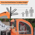 EchoSmile 4 Wheels Pet Stroller, Dog & Cat Stroller for All-Season, Lightweight Carrier with Storage Basket, Adjustable Handle, Removable Pad, Breathable Mesh, Up to 135 lbs, Orange (Orange)
