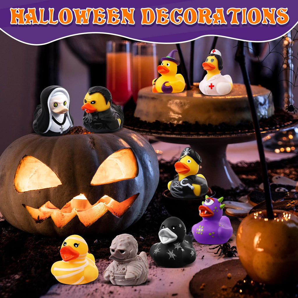 24 Pcs Halloween Rubber Ducks Bulk with Bag for Jeep Ducking Party Favors