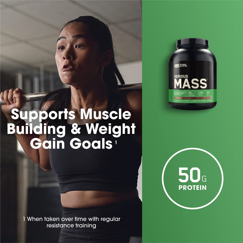 Optimum Nutrition Serious Mass, Weight Gainer Protein Powder, Mass Gainer, Vitamin C and Zinc for Immune Support, Creatine, Chocolate, 12 Pound (Packaging May Vary) (Pack of 2)