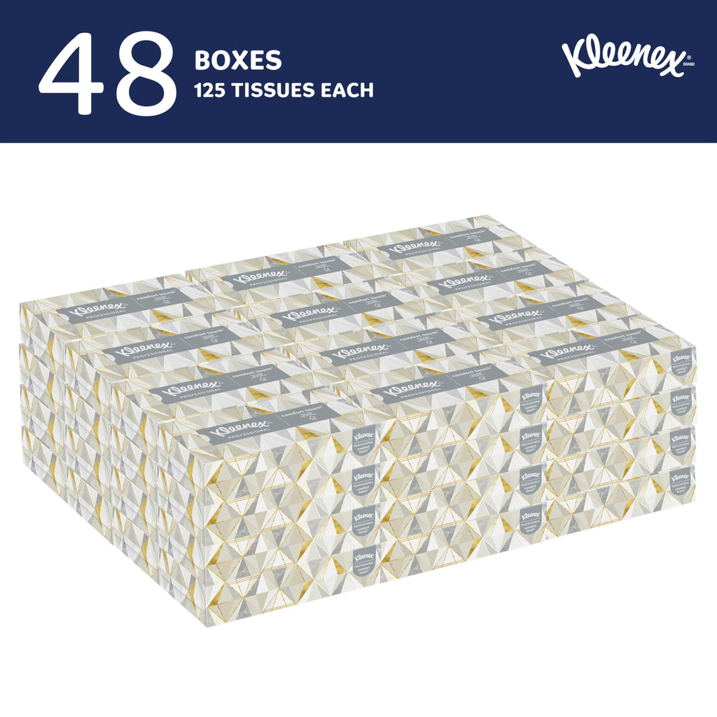 Kleenex® Professional Facial Tissue, Bulk (21606), 2-Ply, White, Flat Facial Tissue Boxes for Business (125 Tissues/Box, 48 Boxes/Case, 6,000 Tissues/Case)