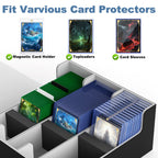 Mlikero Card Deck Case for Trading Cards 1800+, Trading Card Storage Box Fits Toploader and Magnetic Card Holder, Leather Magnetic Closure Deck Box Fit for MTG, TCG