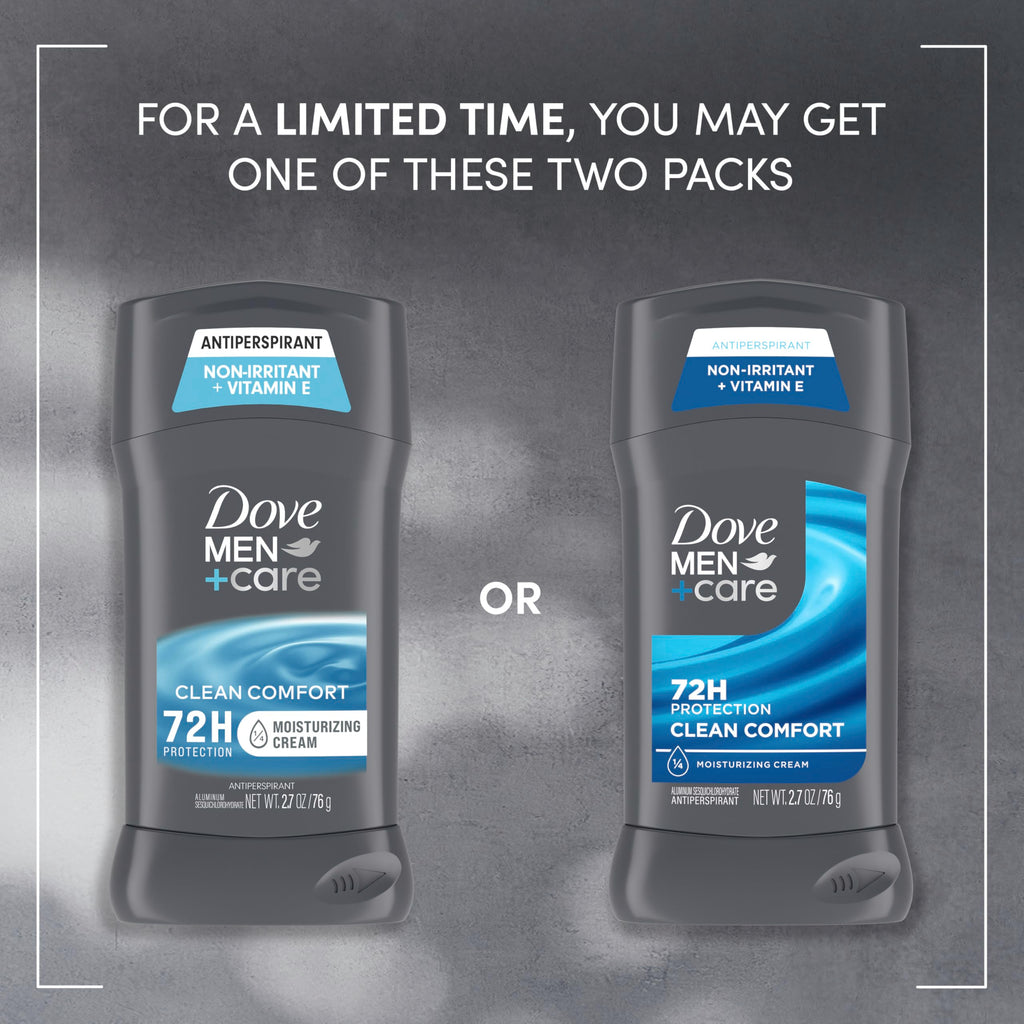 Dove Men+Care Antiperspirant Deodorant Stick Clean Comfort, 4 Count, 2.7 oz