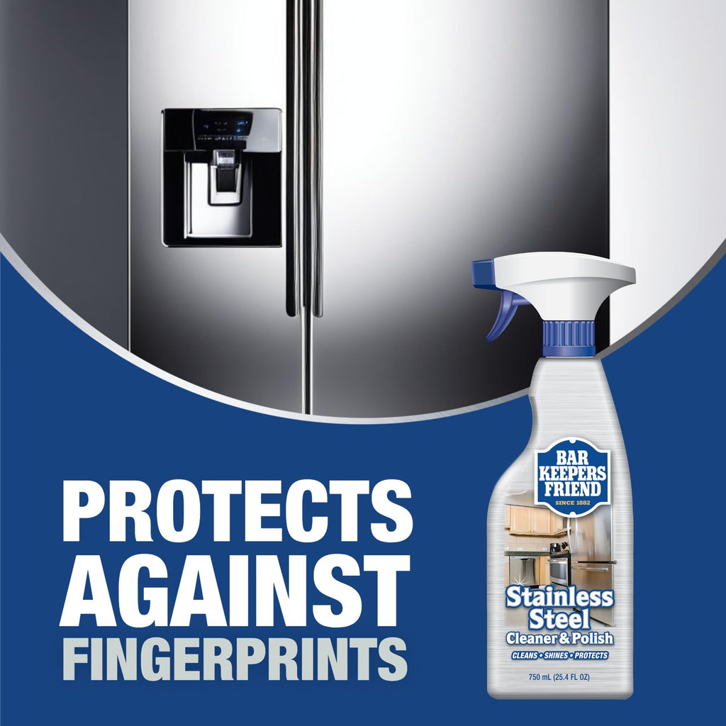 Bar Keepers Friend Stainless Steel Cleaner and Polish Spray (2 x 25.4 oz) Removes Oily Fingerprints, Hard Water Stains, Grime & Food Debris without Scratching or Dulling Appliances & Surfaces