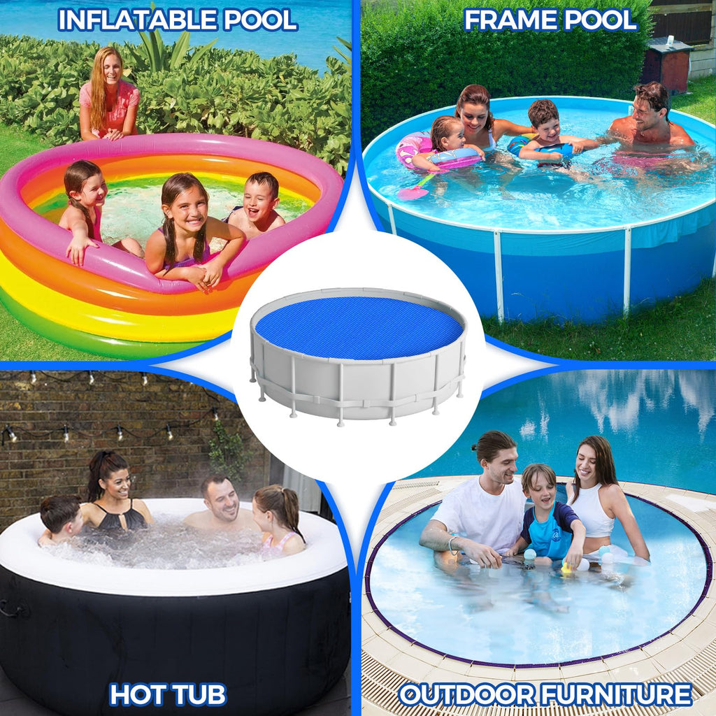 KETNET Solar Pool Cover 6 ft Round for 6-24ft Above Ground Inground Pools, Hot Tub Spa Thermal Heating Bubble Wrap Covers, 12 Mil Heavy-Duty Circle Blue Floating Blanket Mat for Swimming Pools