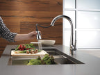 Delta Essa Chrome Kitchen Faucet with Pull Down Sprayer, Modern Single Hole Kitchen Sink Faucet, Single Handle, Chrome 9113-DST